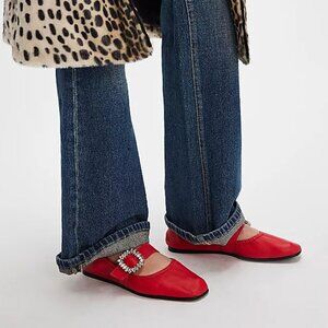 🎉LAST CHANCE🎉 FREE PEOPLE Ursa Gemini Ballet Flats / Red Leather